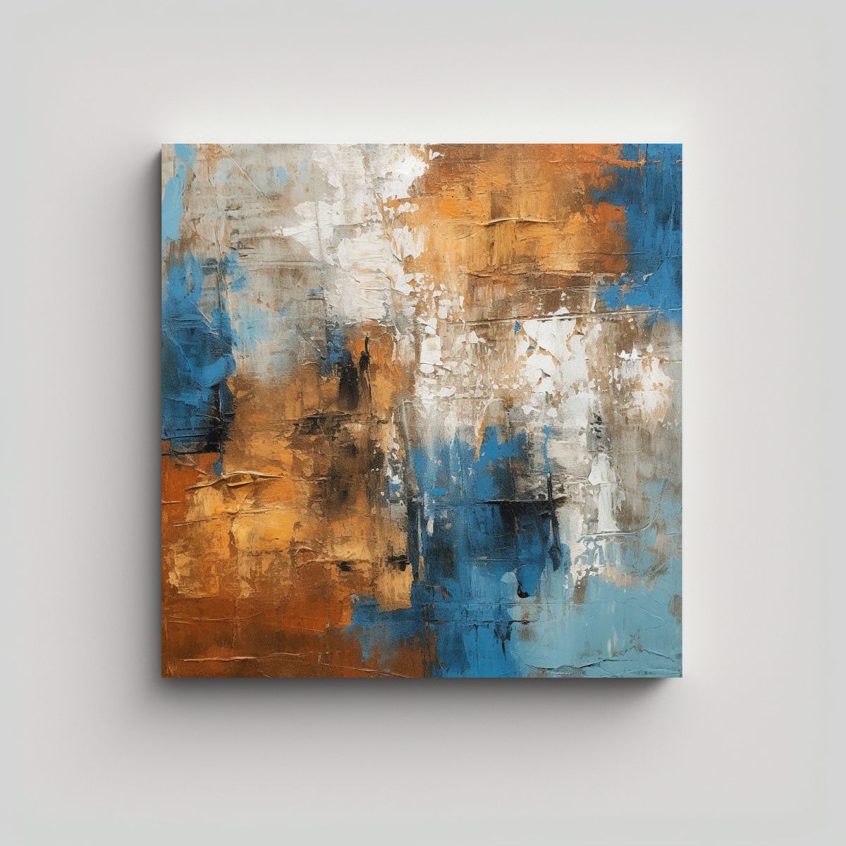 GENERICO - Cuadro Abstracto Azul Marrón Estilo Vanguardia 70x70 Cm