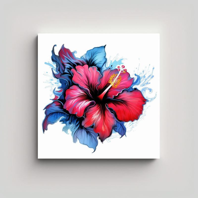 GENERICO - Arte Estilo Galeria Flor De Hibiscus Dibujo 70x70 Cm