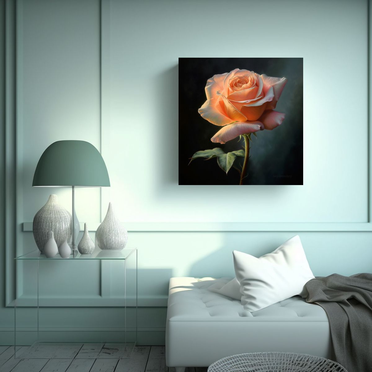 GENERICO - Cuadro Decorativo Época De Rosas En Tela En 90x90 Cm