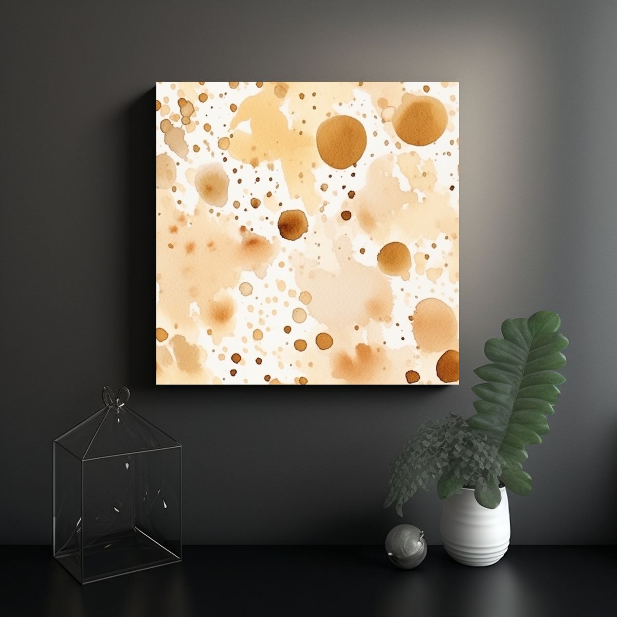 GENERICO - Pintura En Bastidor Acuarela En Tonos Beige 90x90 Cm