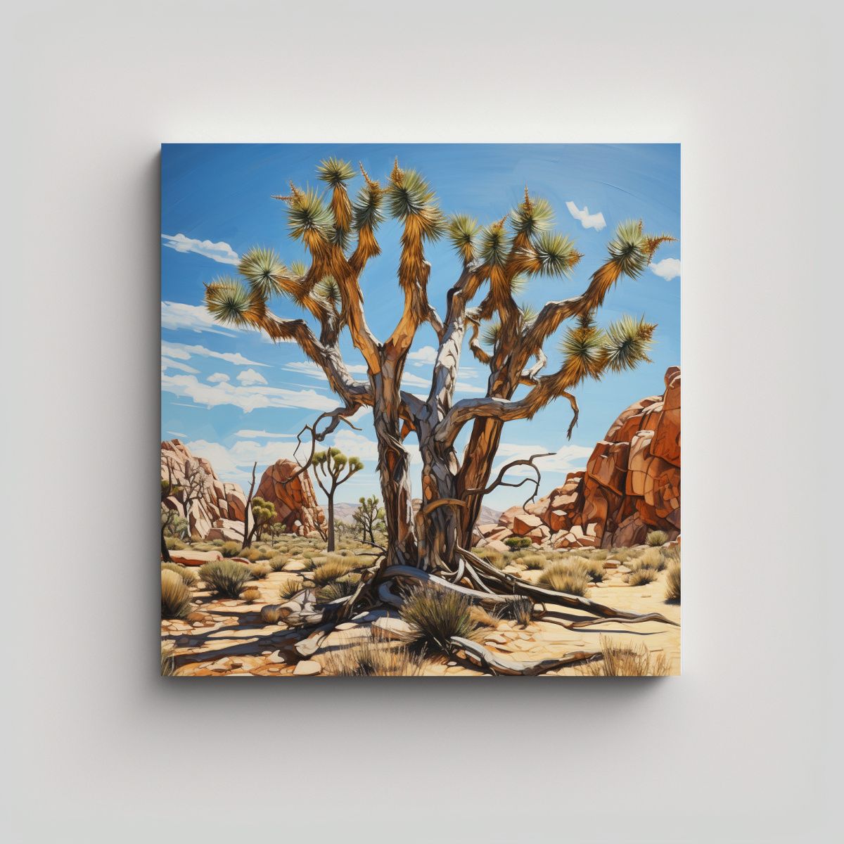 GENERICO - Lienzo Tema Obra Maestra A Joshua Tree Pintura 90x90 Cm.