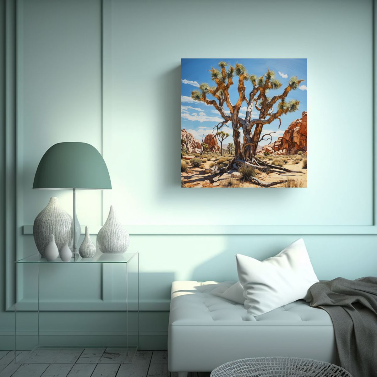 GENERICO - Lienzo Tema Obra Maestra A Joshua Tree Pintura 90x90 Cm.