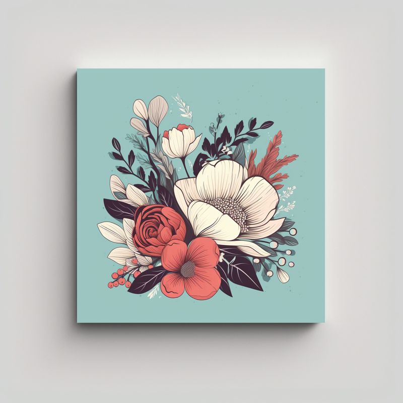 GENERICO - Hermosa Calma Ilustración Floral En Canva Para 80x80 Cm