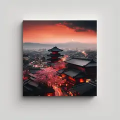 GENERICO - Cuadro Abstracto Estética De Ciudad Que Combina 90x90 Cm