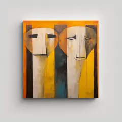 GENERICO - Cuadro Abstracto De Leones Y Tigres En Estilo 80x80 Cm