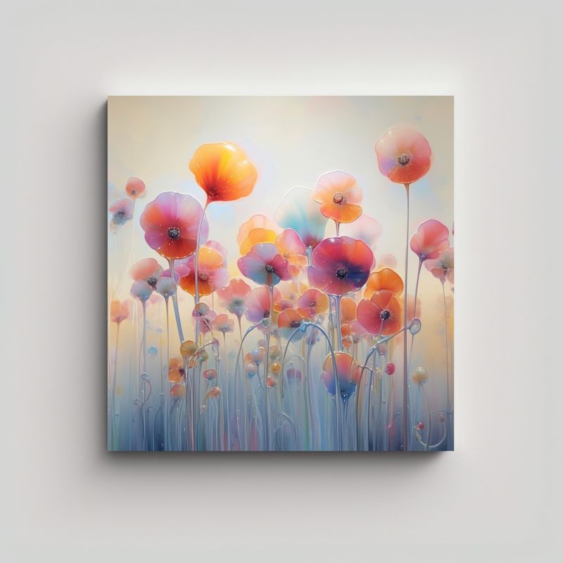 GENERICO - Mariposas Y Amapolas Lienzo De Inspiración Y 90x90 Cm