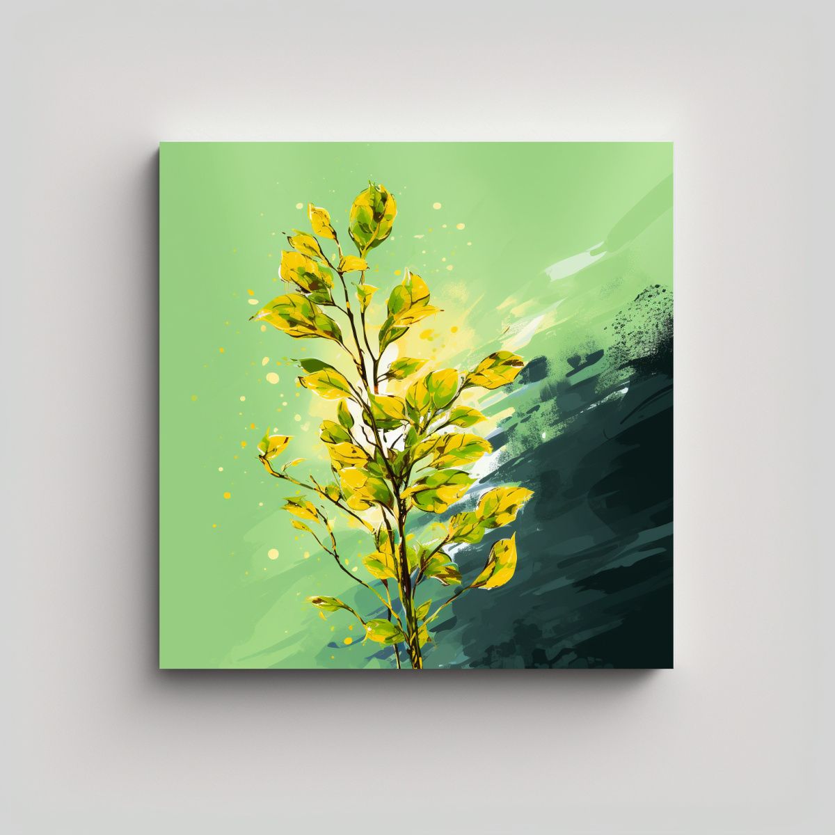 GENERICO - Lienzo Colores Única Árbol Popular En Amarillo 90x90 Cm