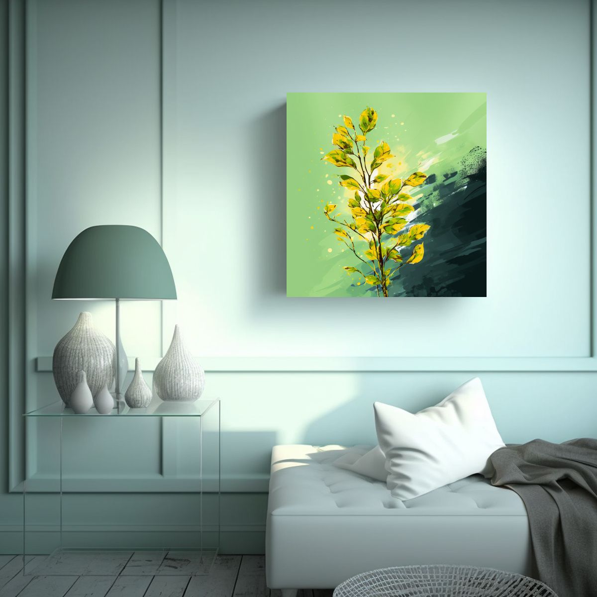 GENERICO - Lienzo Colores Única Árbol Popular En Amarillo 90x90 Cm