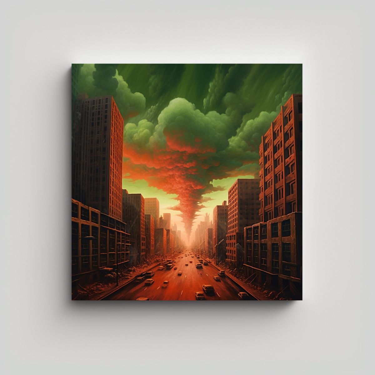 GENERICO - Cuadro Urbano Apocalíptico Modernidad En Lienzo 70x70 Cm