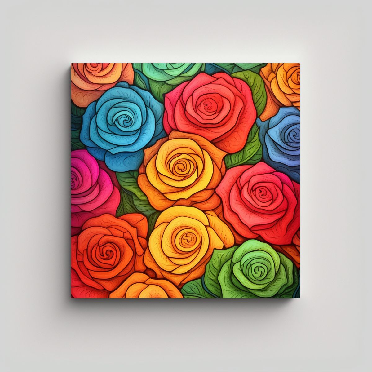 GENERICO - Ilustración De Rosas En Tonos De Oficina Crea 70x70 Cm