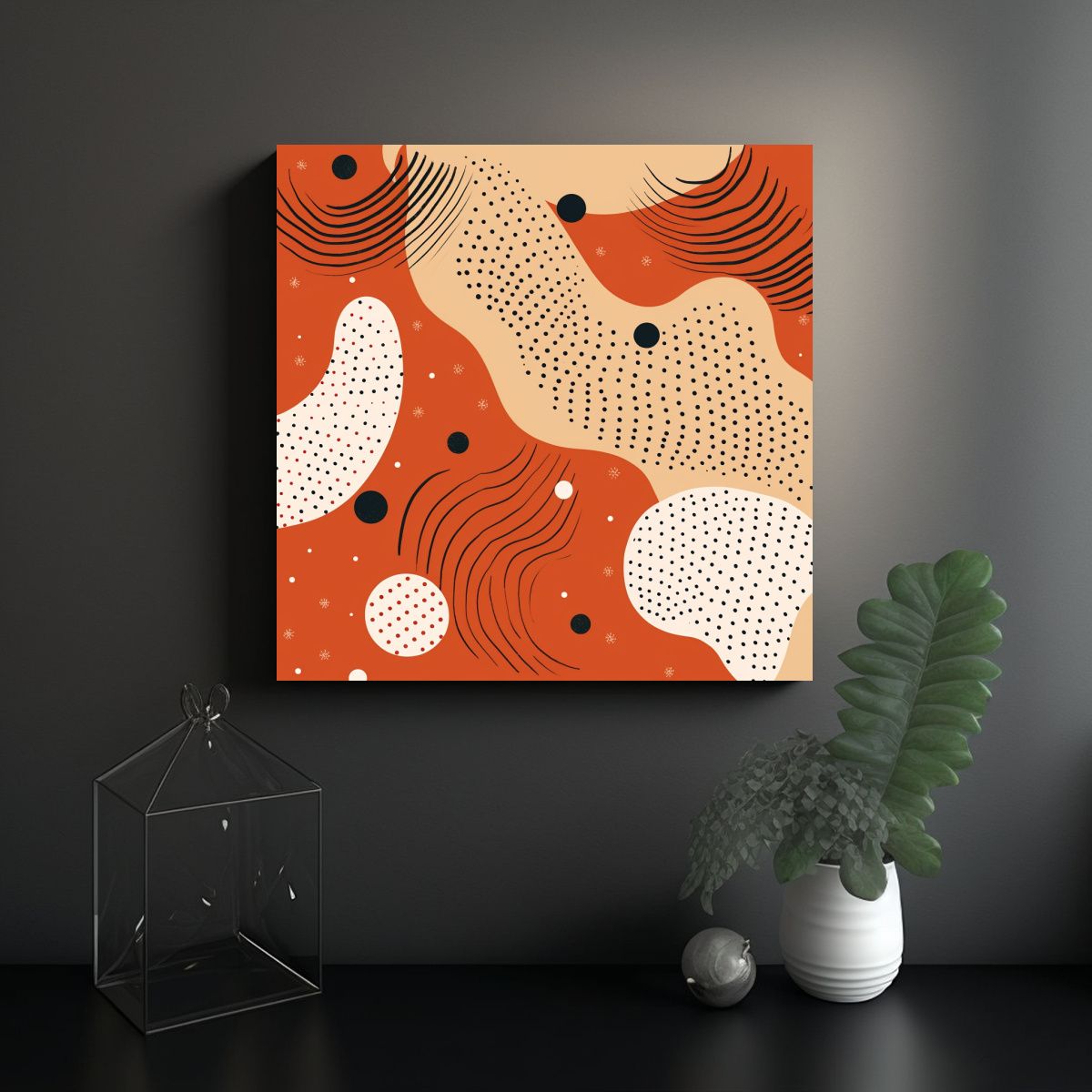 GENERICO - Cuadro Calma Minimalista Con Patrón De Líneas 90x90 Cm.