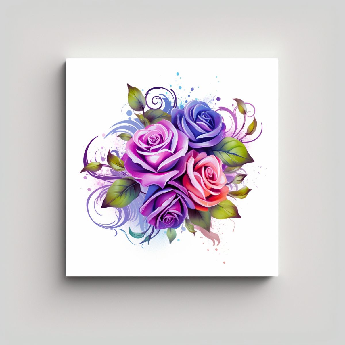 GENERICO - Esquema Moderno De Rosas En Tela En Bastidor 70x70 Cm