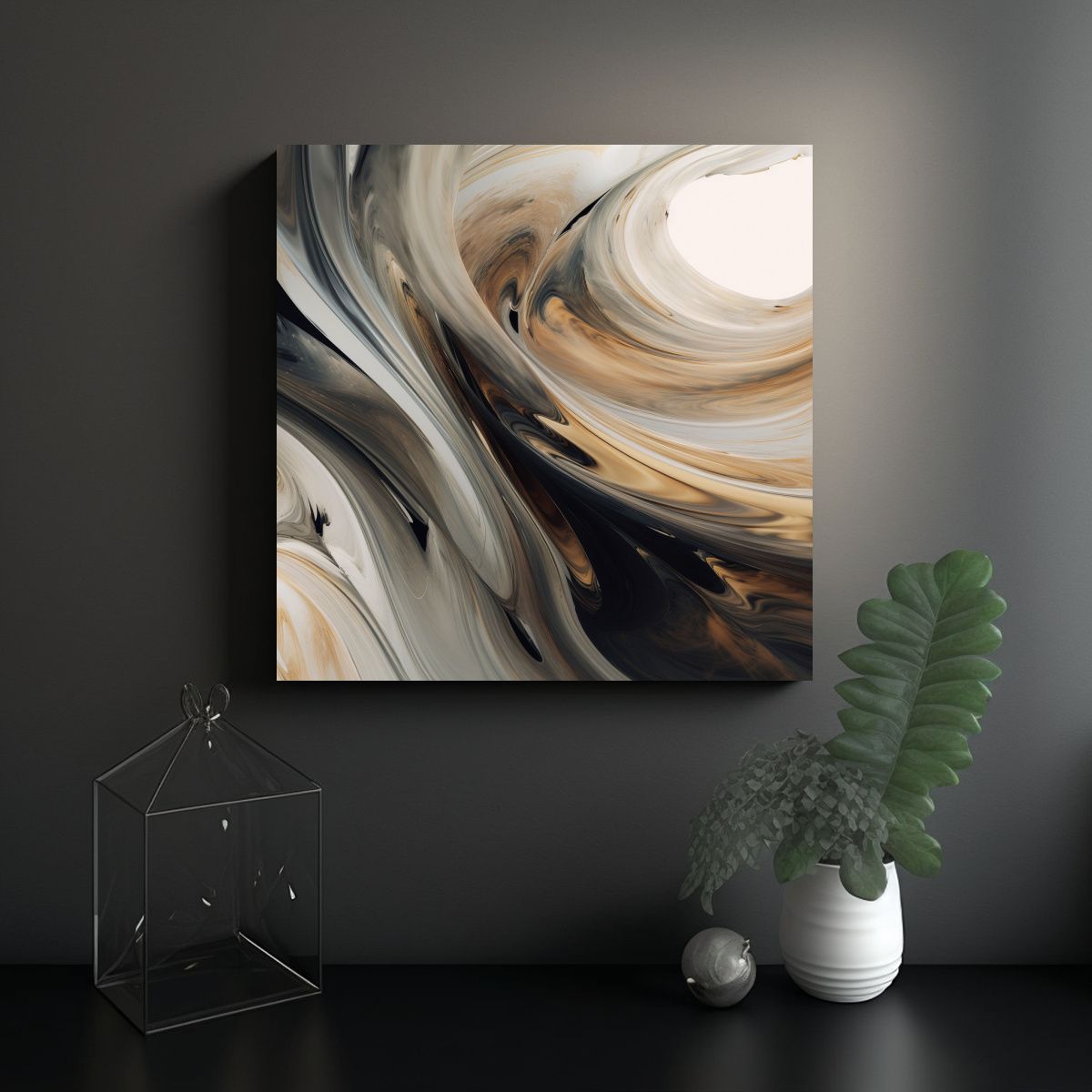 GENERICO - Cuadro Abstracto Conceptual En Tonos Neutros 4k 80x80 Cm