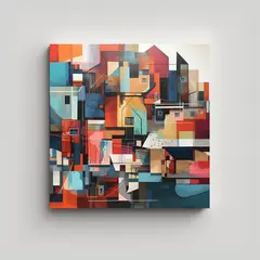 GENERICO - Cuadros Abstractos De Paisajes Urbanos En Lienzo 70x70 Cm