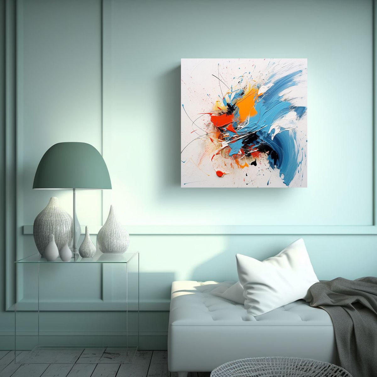GENERICO - Cuadro Abstracto Cálido Con Estilo Lienzo 70x70 Cm.