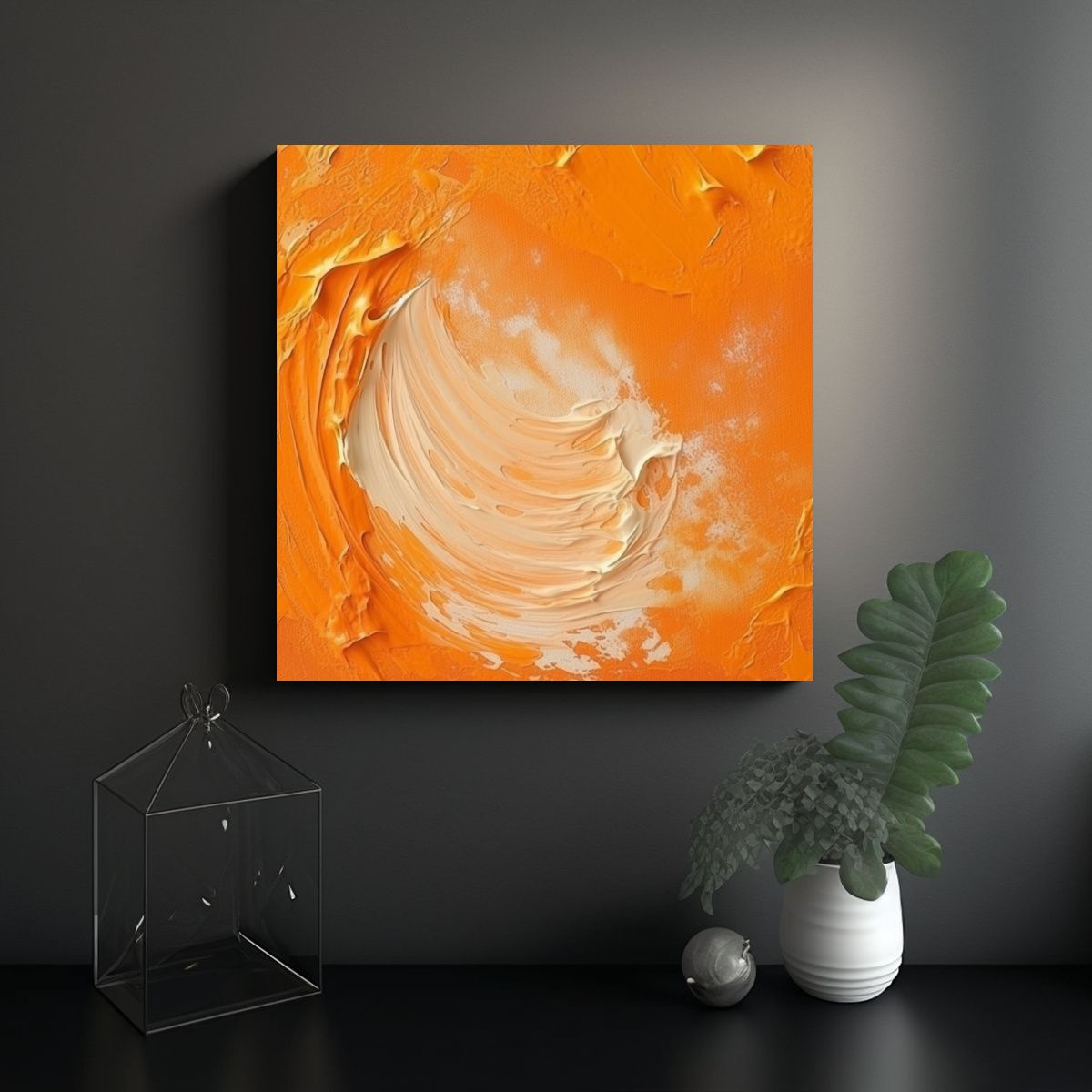 GENERICO - Cuadro Imagen Inspiración Fondo Naranja Para 90x90 Cm