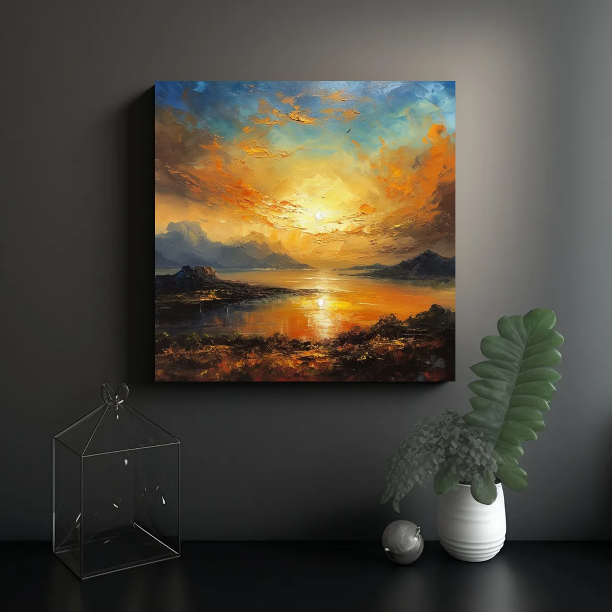 GENERICO - Pintura Acuarela Elegante Con Efecto Rascador 70x70 Cm