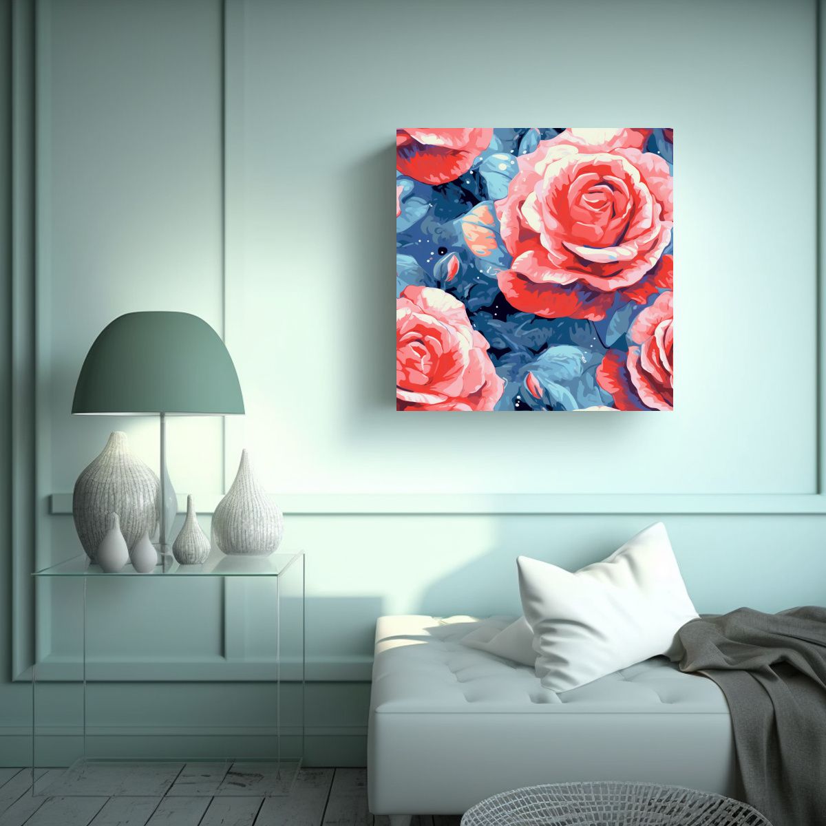GENERICO - Cuadro Decorativo Rosepaint Elegancia En Lienzo 70x70 Cm