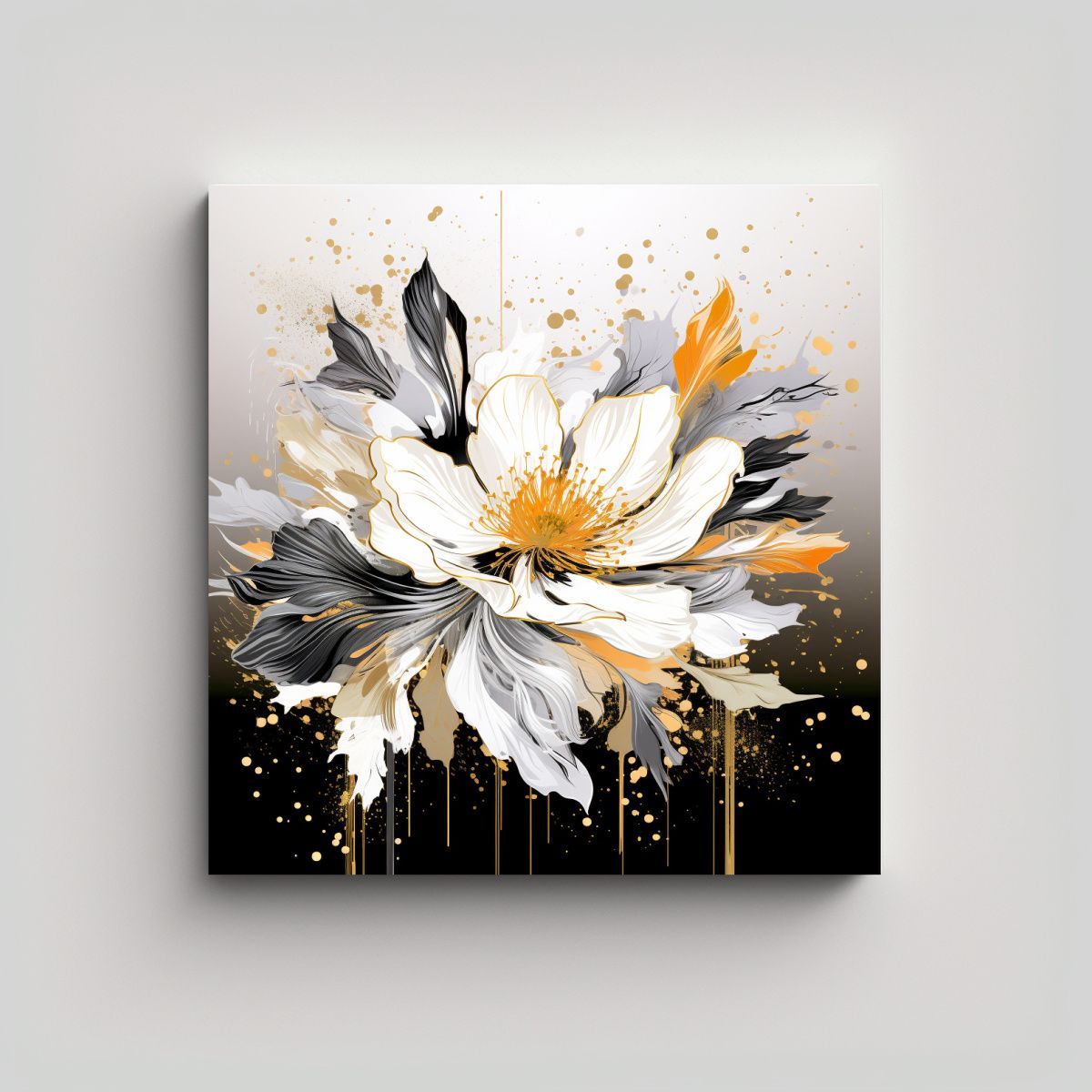 GENERICO - Pintura De Pared Vanguardia En Blanco Y Dorado 90x90 Cm