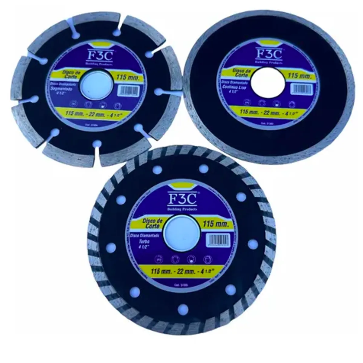 F3C - Pack 3 Discos Diamantados Turbo Para Cerámica