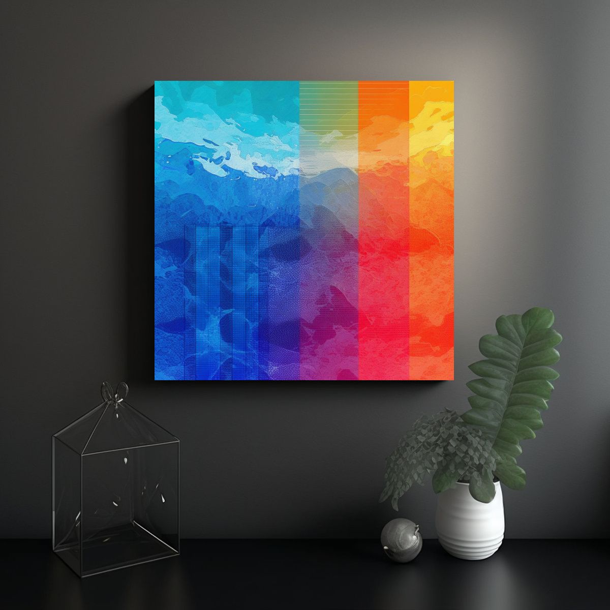 GENERICO - Pintura Decorativa Exclusiva Con Diseño De Fondo 80x80 Cm.