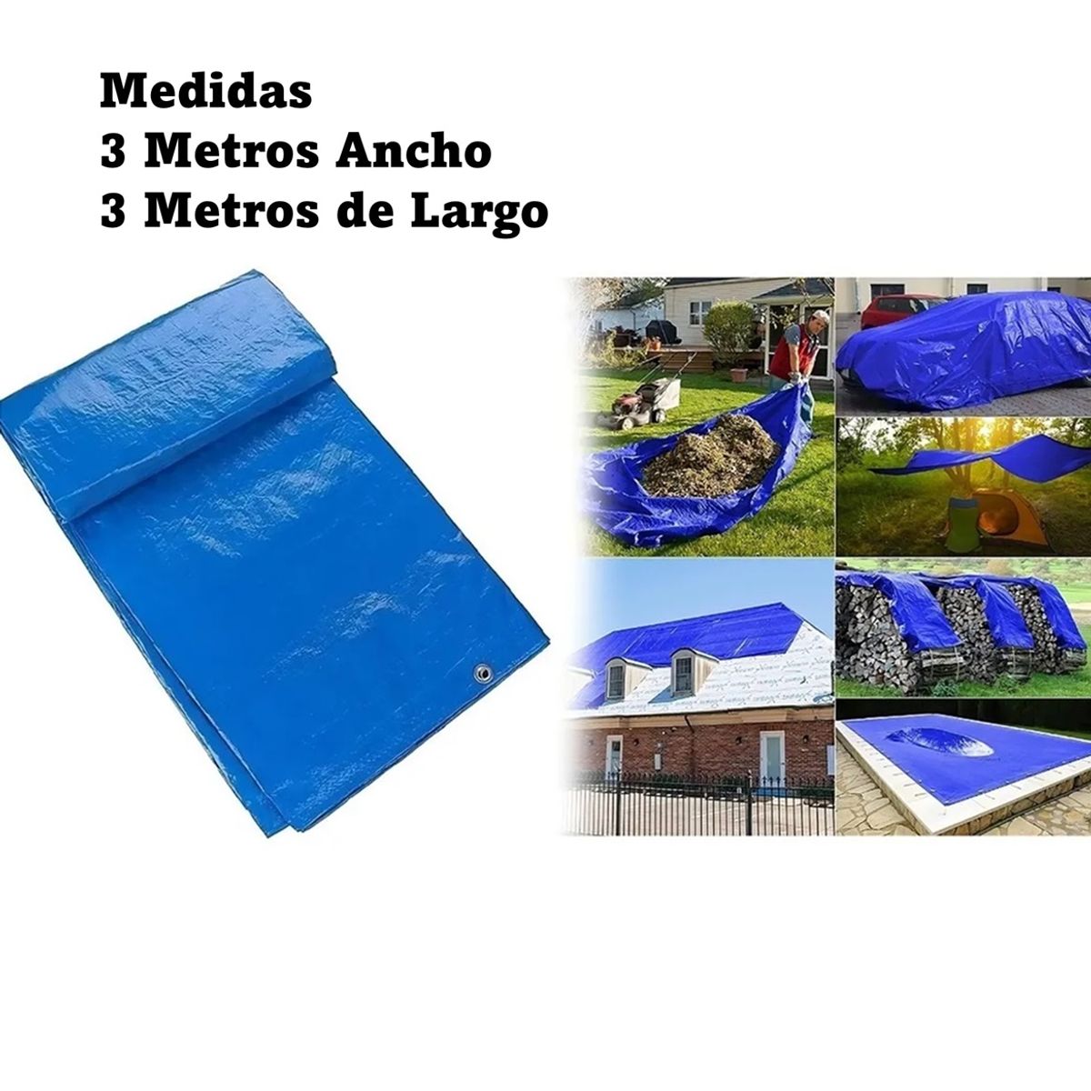 GENERICO - X2 Lona Cobertor Multiuso Impermeable 3x3 Mts Con Ojetillos