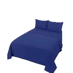 GENERICO - JUEGO DE SABANAS 2 PLAZAS AZUL MARINO