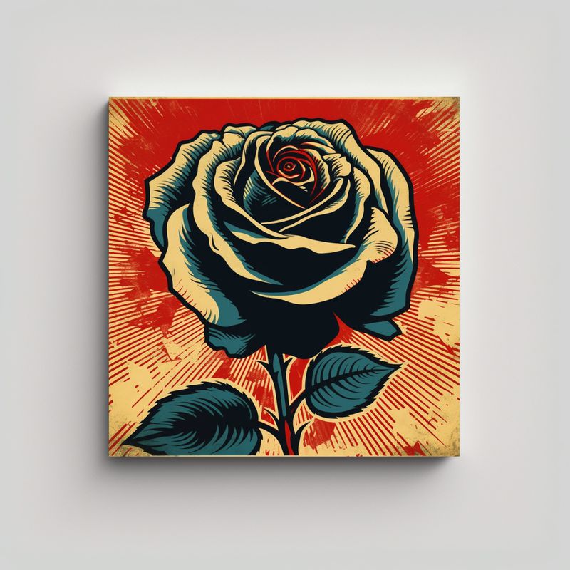GENERICO - Cuadro Estético De Rosa Al Estilo Shepard Fairey 70x70 Cm