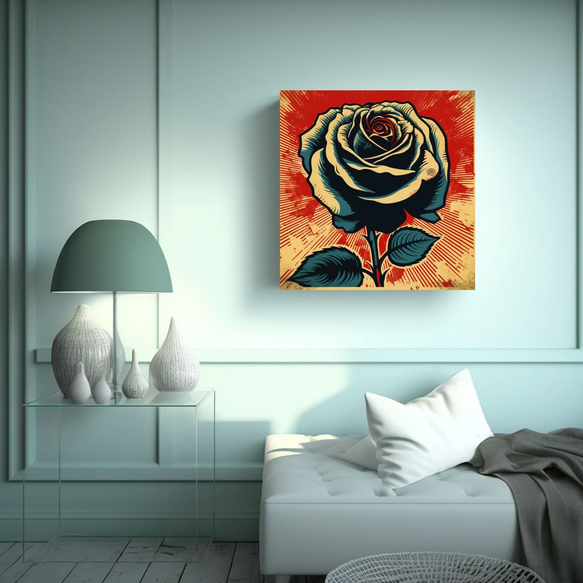 GENERICO - Cuadro Estético De Rosa Al Estilo Shepard Fairey 70x70 Cm