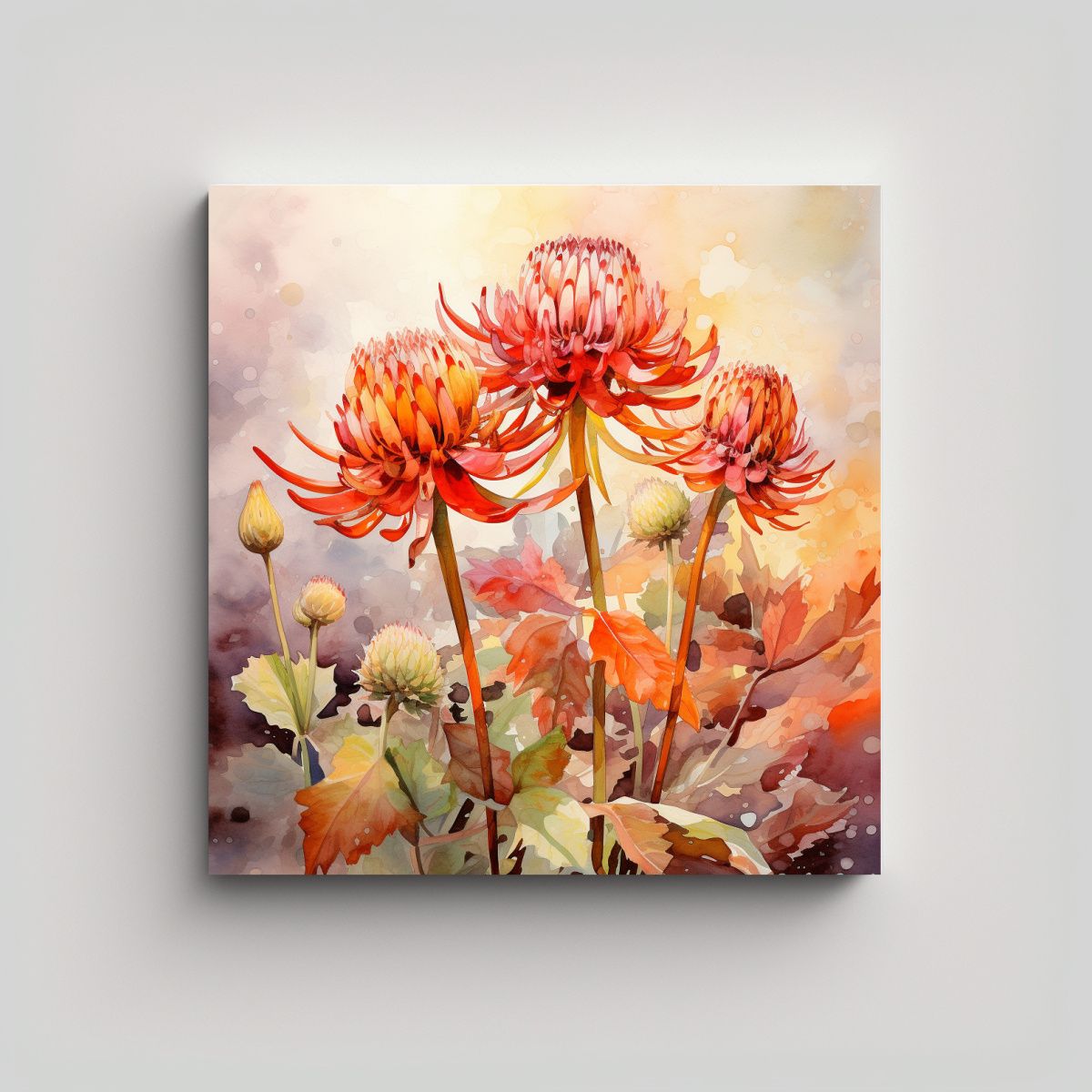 GENERICO - Cuadro Movimiento Mágico De Flores De Alcachofa 80x80 Cm