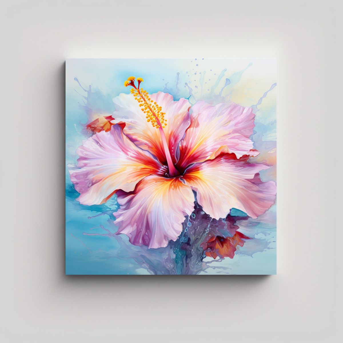 GENERICO - Pintura Abstracta De Colores Pasteles Con Flores 70x70 Cm