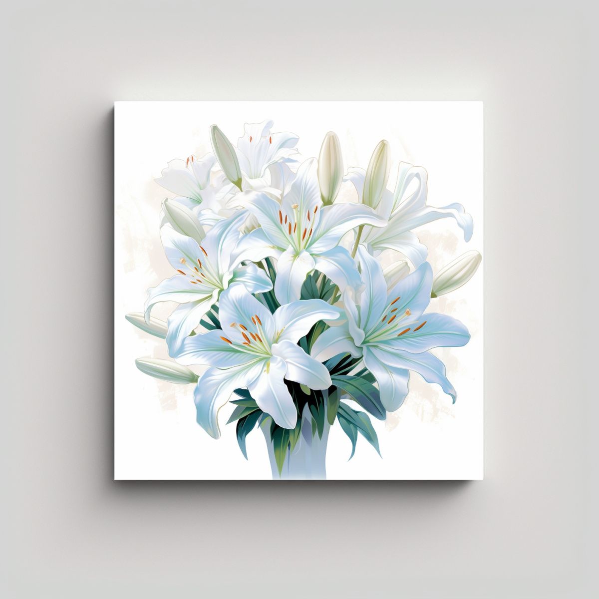 GENERICO - Cuadro De Bouquet De Lirios Blancos Composición 80x80 Cm
