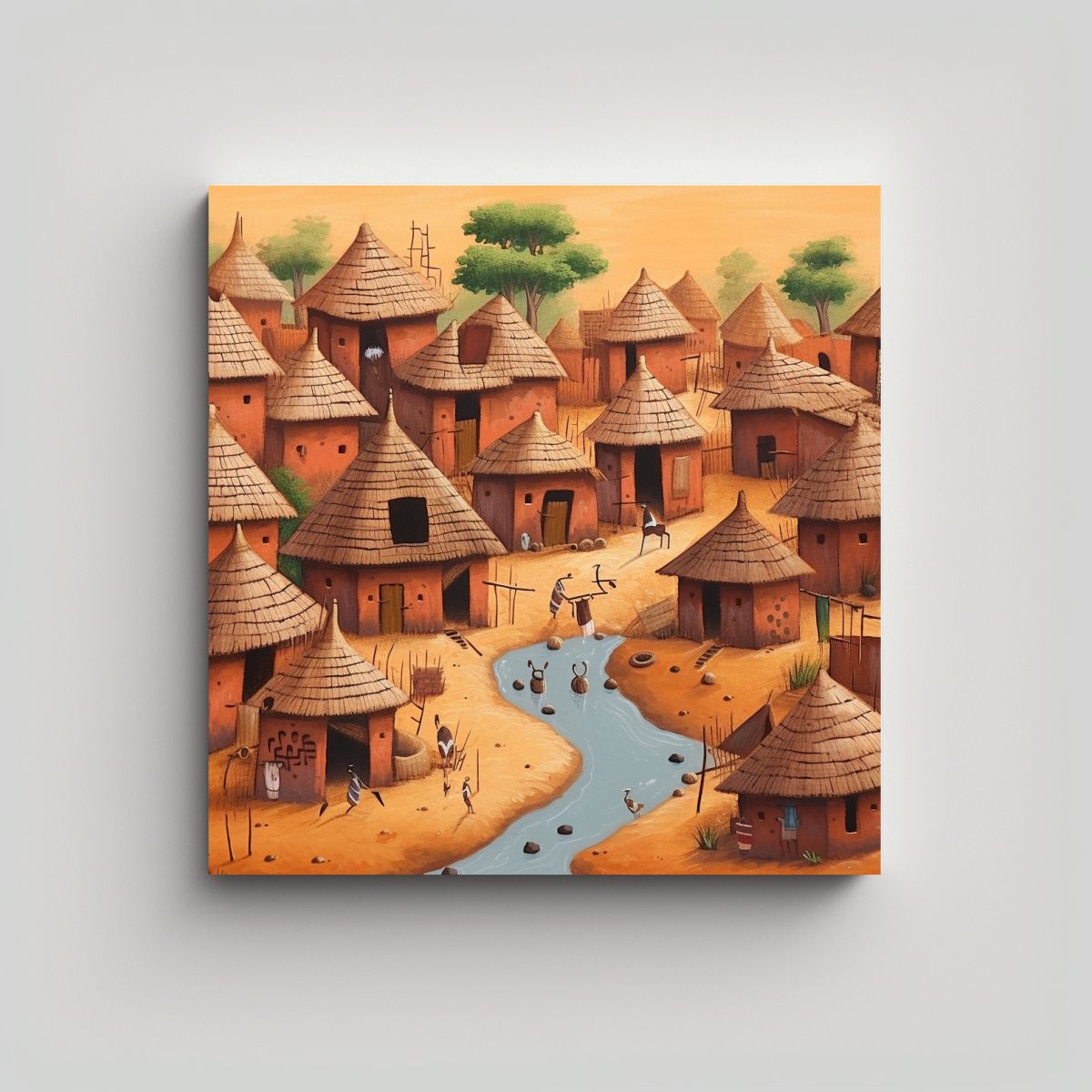 GENERICO - Pintura En Bastidor Arte Primitivo Africano Con 80x80 Cm