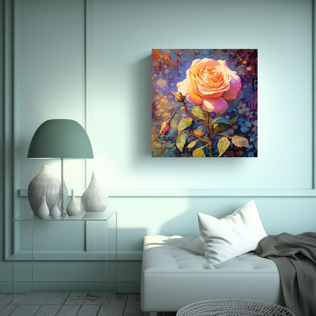 GENERICO - Arte De Alta Calidad Rosa Rosa Llorando En 90x90 Cm