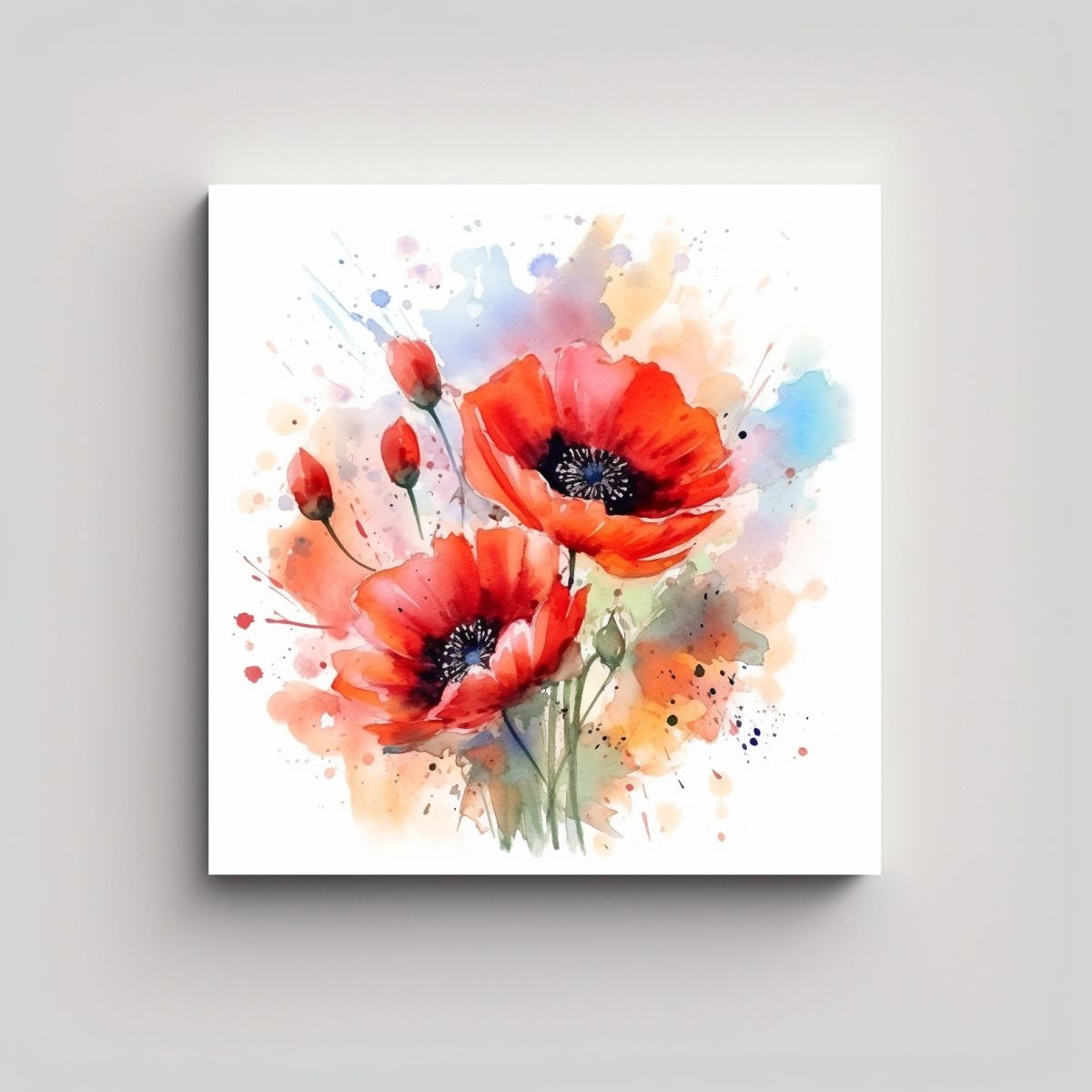 GENERICO - Composición Creativa De Amapolas Rojas Arte De 70x70 Cm.
