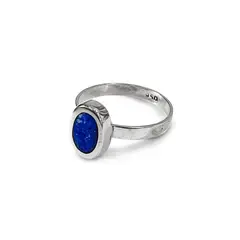 COGGIOLA - Anillo Óvalo Lapislázuli Borde Plata Fina 950
