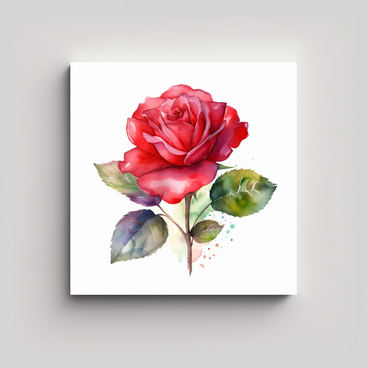 GENERICO - Cuadro Decorativo Lienzo Profundo Rosa Roja En 80x80 Cm