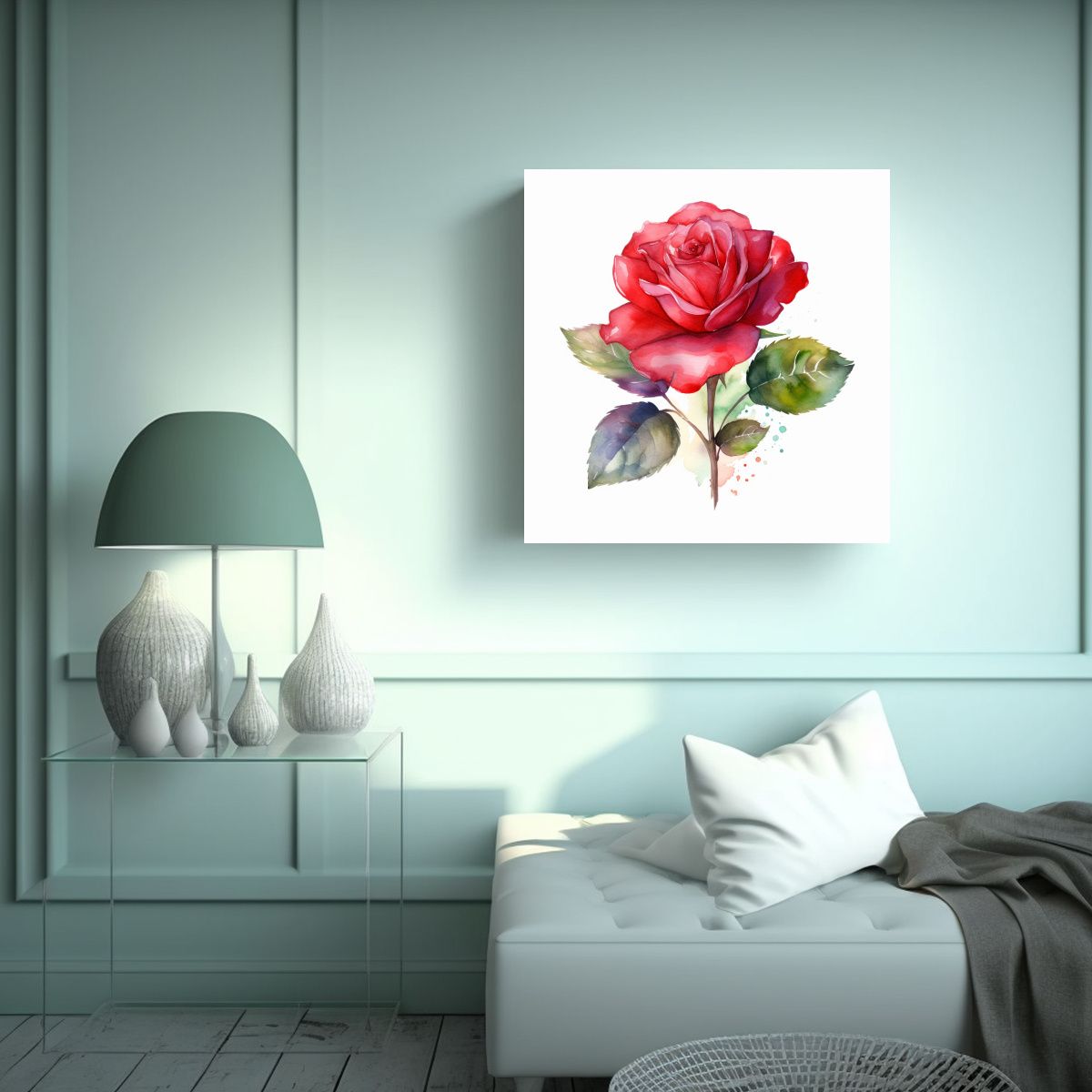 GENERICO - Cuadro Decorativo Lienzo Profundo Rosa Roja En 80x80 Cm