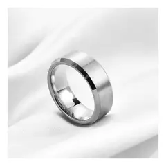 ZG JOYAS - Anillo Titanio 8mm Hombre Mujer Moda Plateado