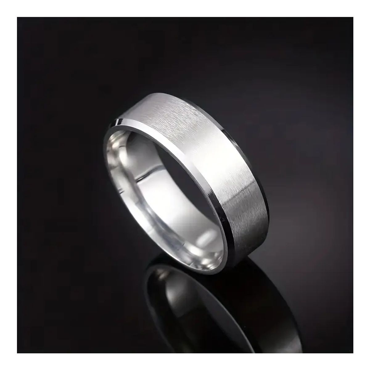 ZG JOYAS - Anillo Titanio 8mm Hombre Mujer Moda Plateado