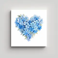 GENERICO - Corazón De Acuarela Con Forget-Me-Nots Cuadro 80x80 Cm