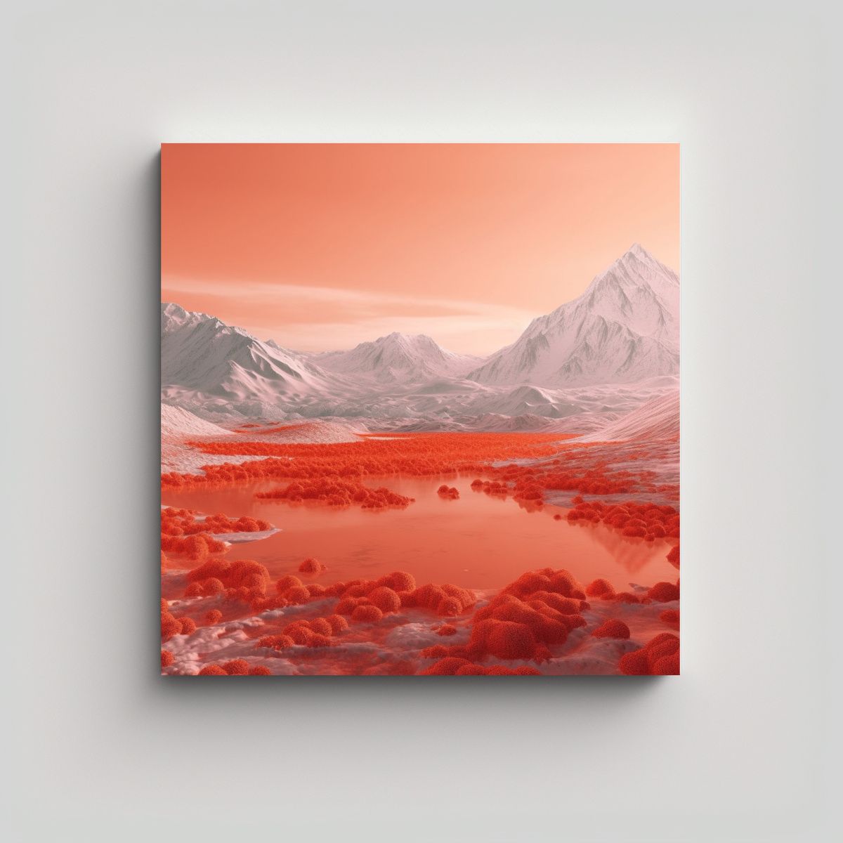 GENERICO - Pinturas Decorativas De Montaña Roja Cielo 90x90 Cm
