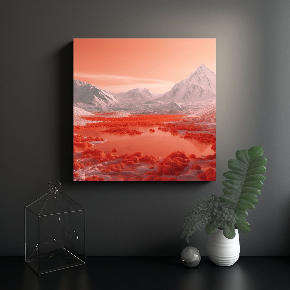 GENERICO - Pinturas Decorativas De Montaña Roja Cielo 90x90 Cm