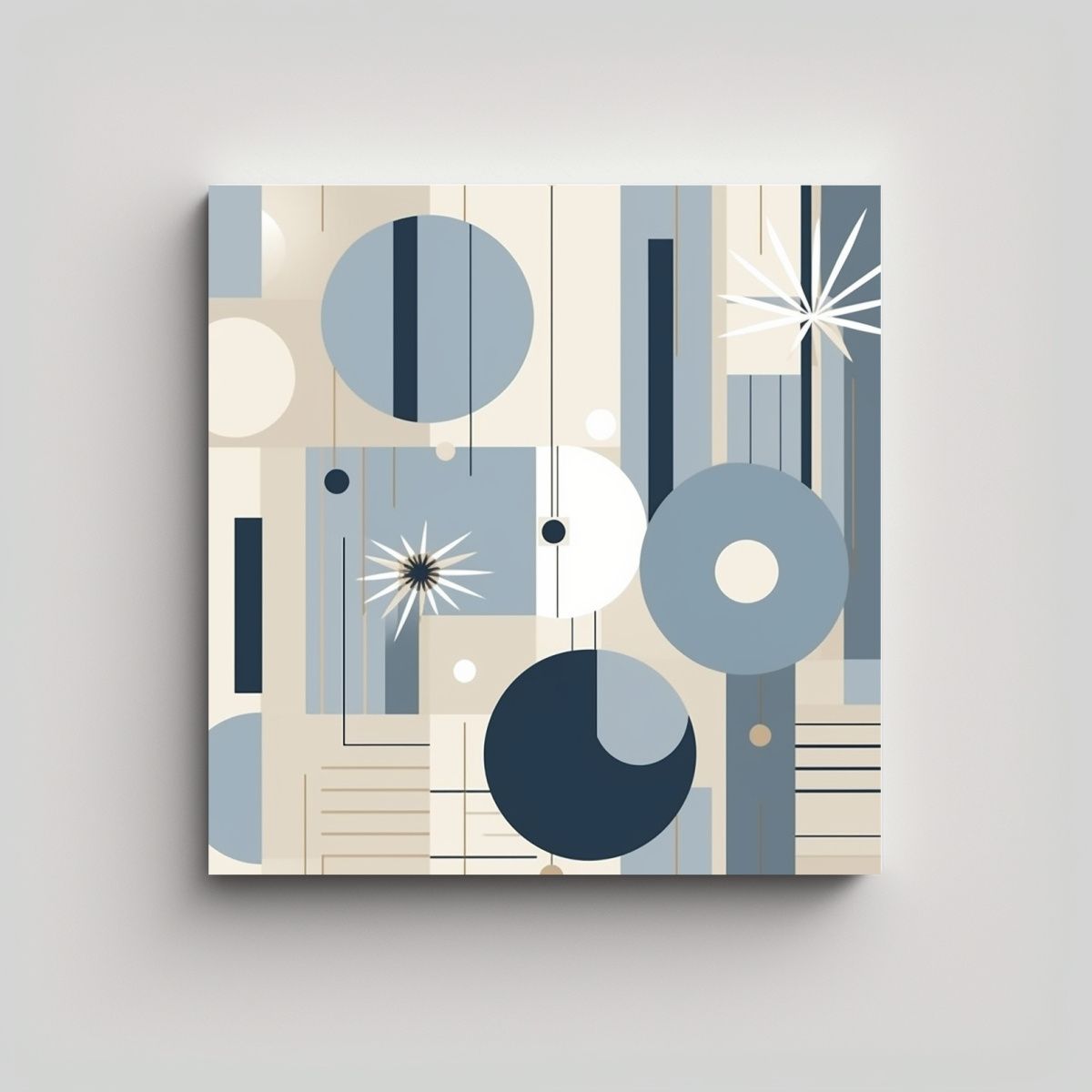 GENERICO - Cuadro Abstracto En Tonos Azules Y Grises Con 70x70 Cm