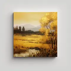 GENERICO - Pintura Al óleo Minimalista En Oro Para 80x80 Cm