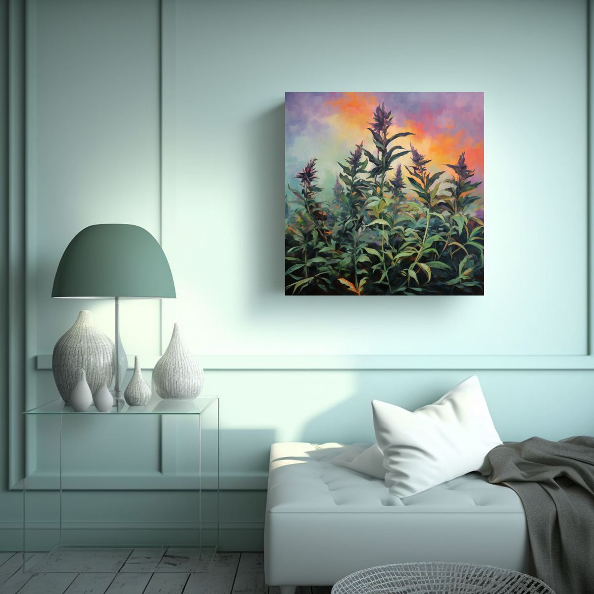 GENERICO - Cuadro Abstracto Multicolor De Arte Cuadrado Con 70x70 Cm.