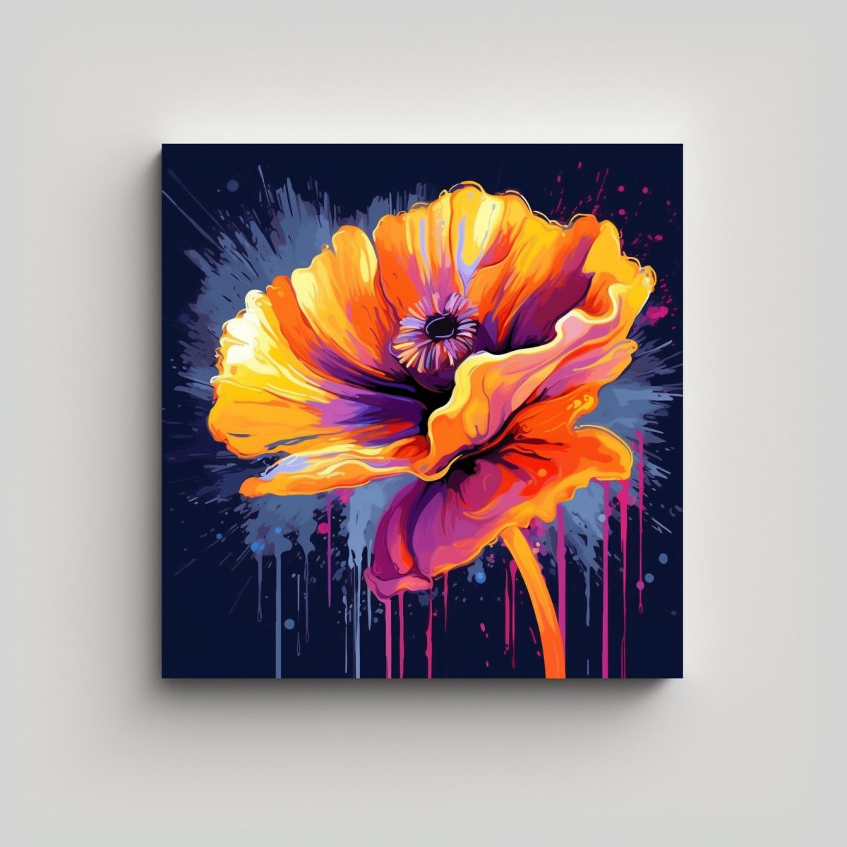 GENERICO - Ilustración Vectorial Moderna De Amapola Naranja 70x70 Cm