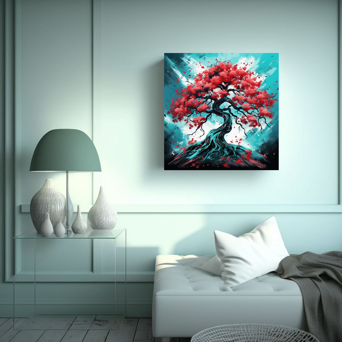 GENERICO - Cuadro Tema Dormitorio Árbol De Roble En 70x70 Cm.