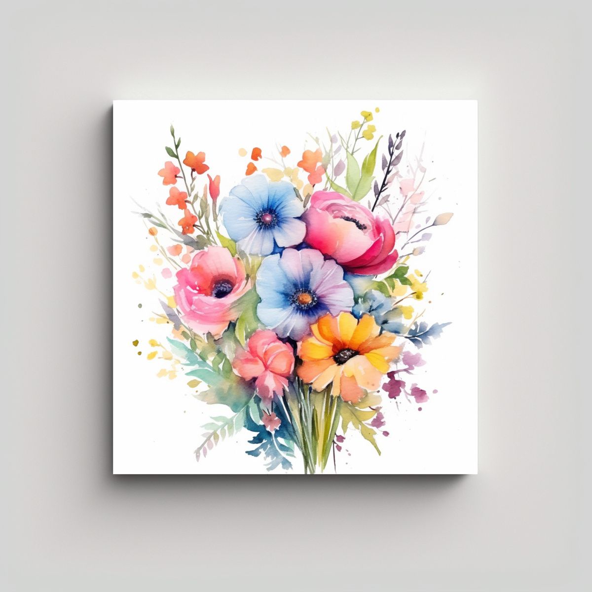 GENERICO - Cuadro Decorativo Urbano De Flores En Acuarela - 90x90 Cm