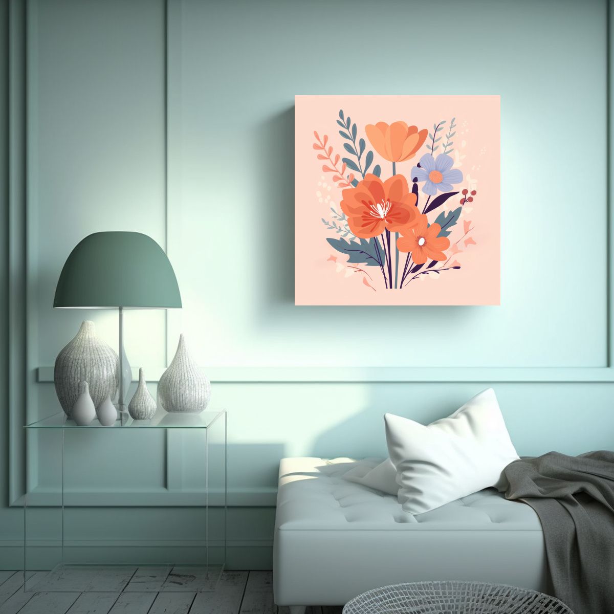 GENERICO - Cuadro Vanguardia Living Ilustración Flat De 90x90 Cm